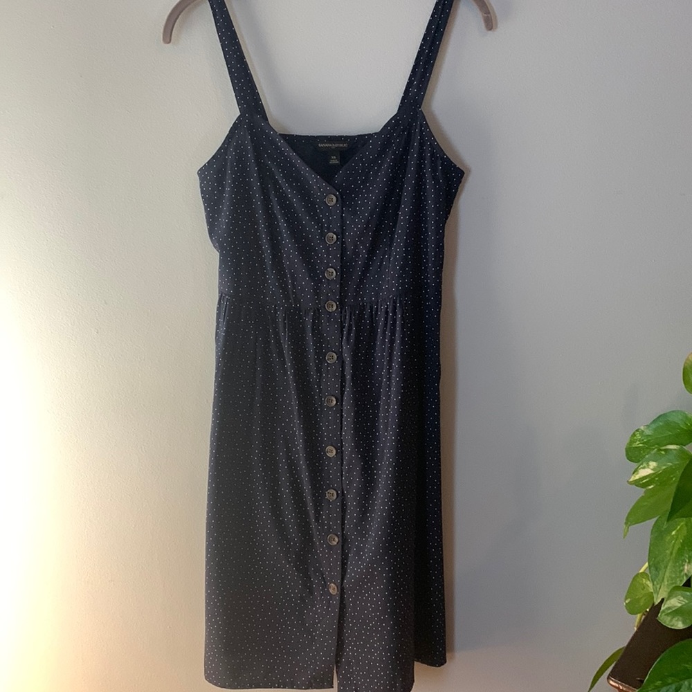 Banana Republic XS Navy W/White Polka Dots Classic Dress